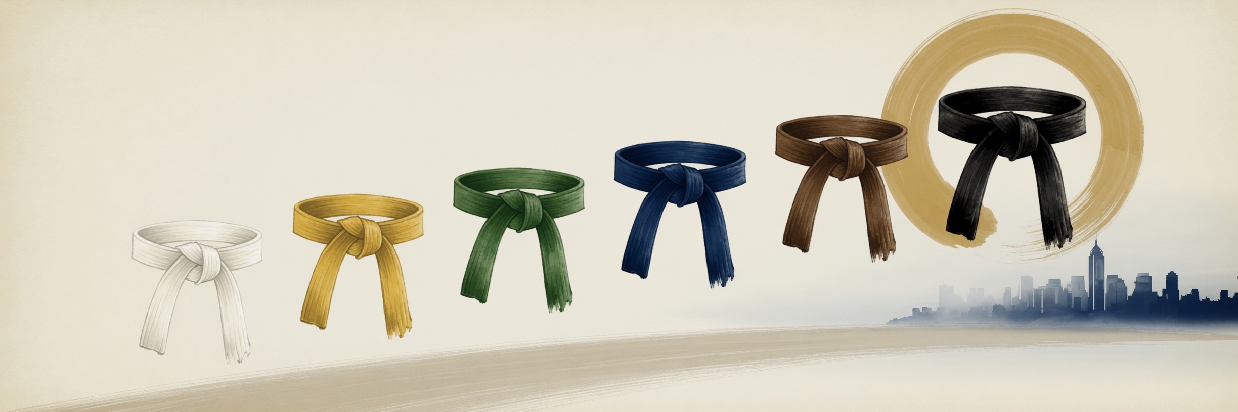 The belt journey from white to black